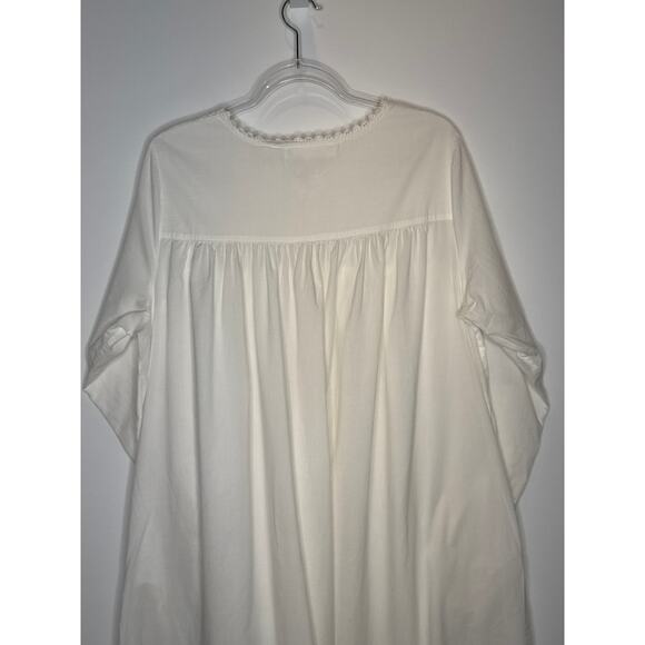 1990s Eileen West White Cotton Lace Pintuck Nightgown Medium - Picture 10 of 13